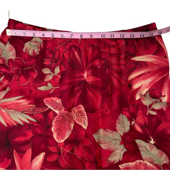Tanjay plus size 14 red floral long skirt with bottom Ruffles & elastic waist - Picture 7 of 10
